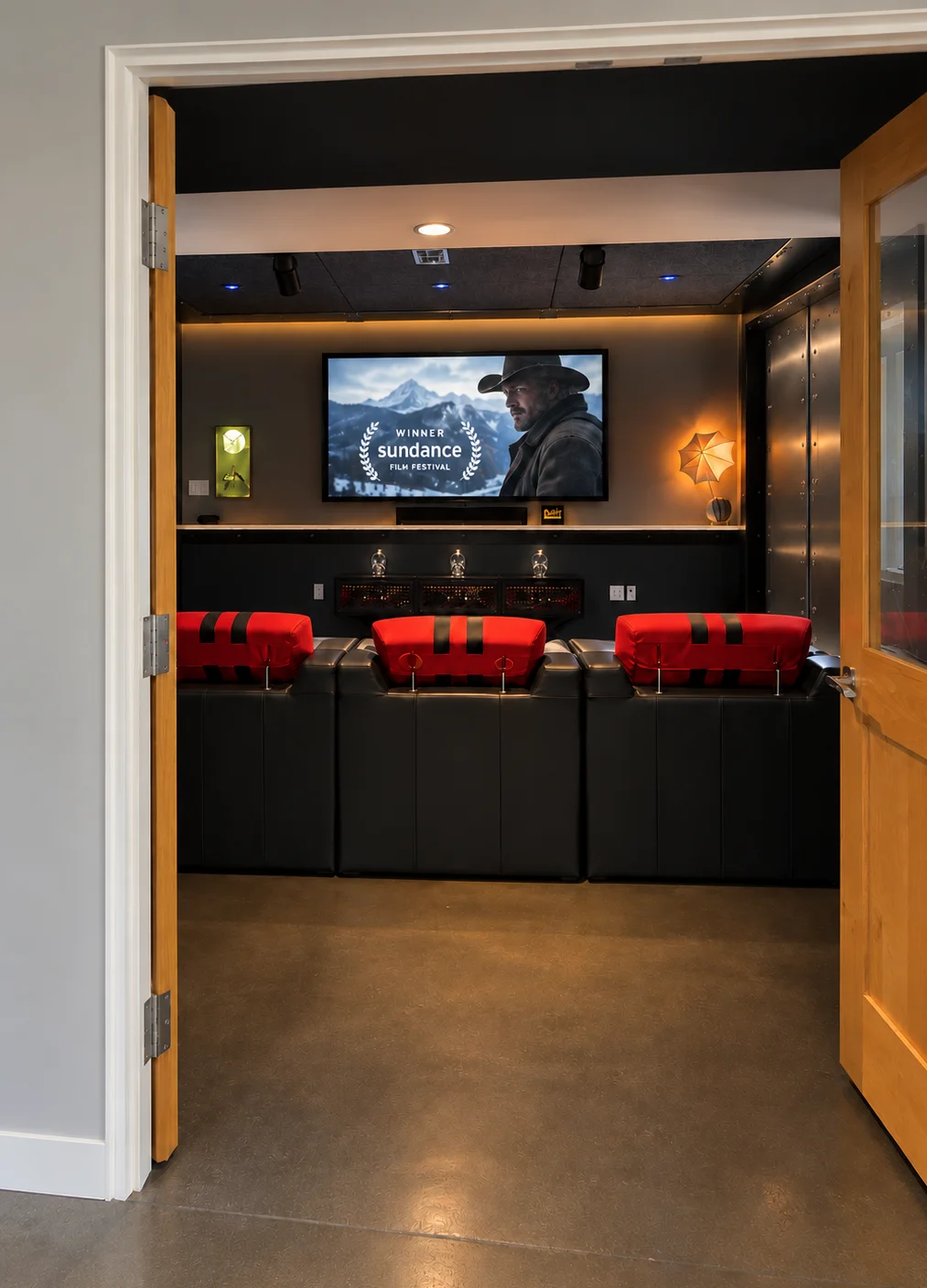 The residence’s private movie room